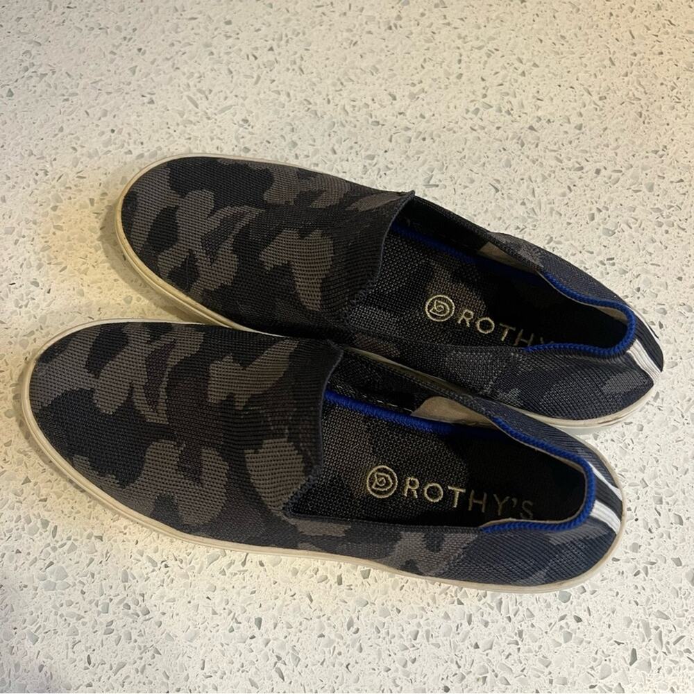 Rothy’s The Sneaker Gray Camo Slip on Shoes Women’s